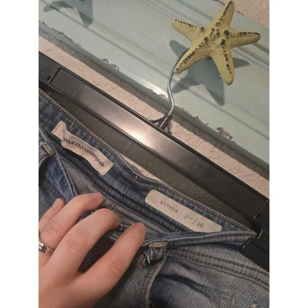 Anthro Light Wash Distressed Denim Shorts - Picture 2 of 2